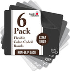 Flexible Plastic Cutting Board Mats for Kitchen, Set of 6 Thick Large 15x12