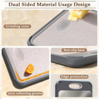 GUANCI Cutting Board for Kitchen, Non Toxic 2-in-1 Double Sided Design, 304 Food Grade Stainless Steel & Wheat Straw PP Chopping Board for Meat & Vegetables, Durable Kitchen Essential, Large 16”×11”