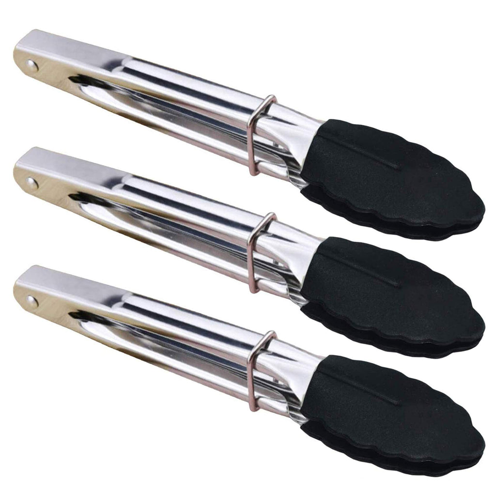 HINMAY Small Tongs with Silicone Tips 7-Inch Mini Serving Tongs, Set of 6