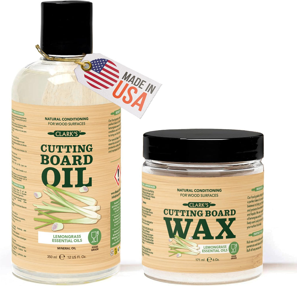 CLARK'S Cutting Board Oil & Wax Kit, Orange Lemon Scent, Food Safe - 2 Pack