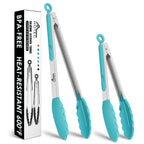 HOTEC Stainless Steel Kitchen Tongs with Silicone Tips, Set of 3-7",9" &12"