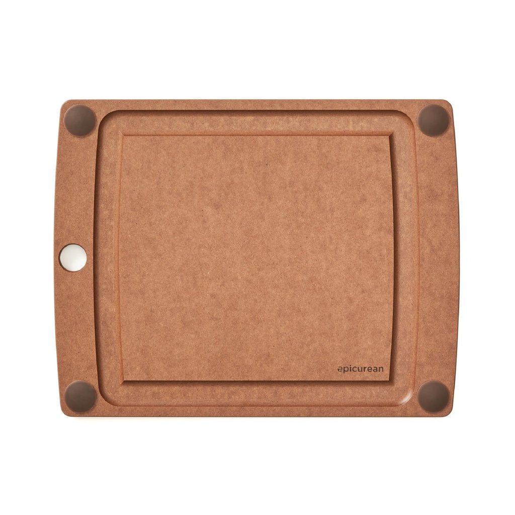 Epicurean All-In-One Cutting Board with Non-Slip Feet and Juice Groove, 14.5" × 11.25", Natural/Black