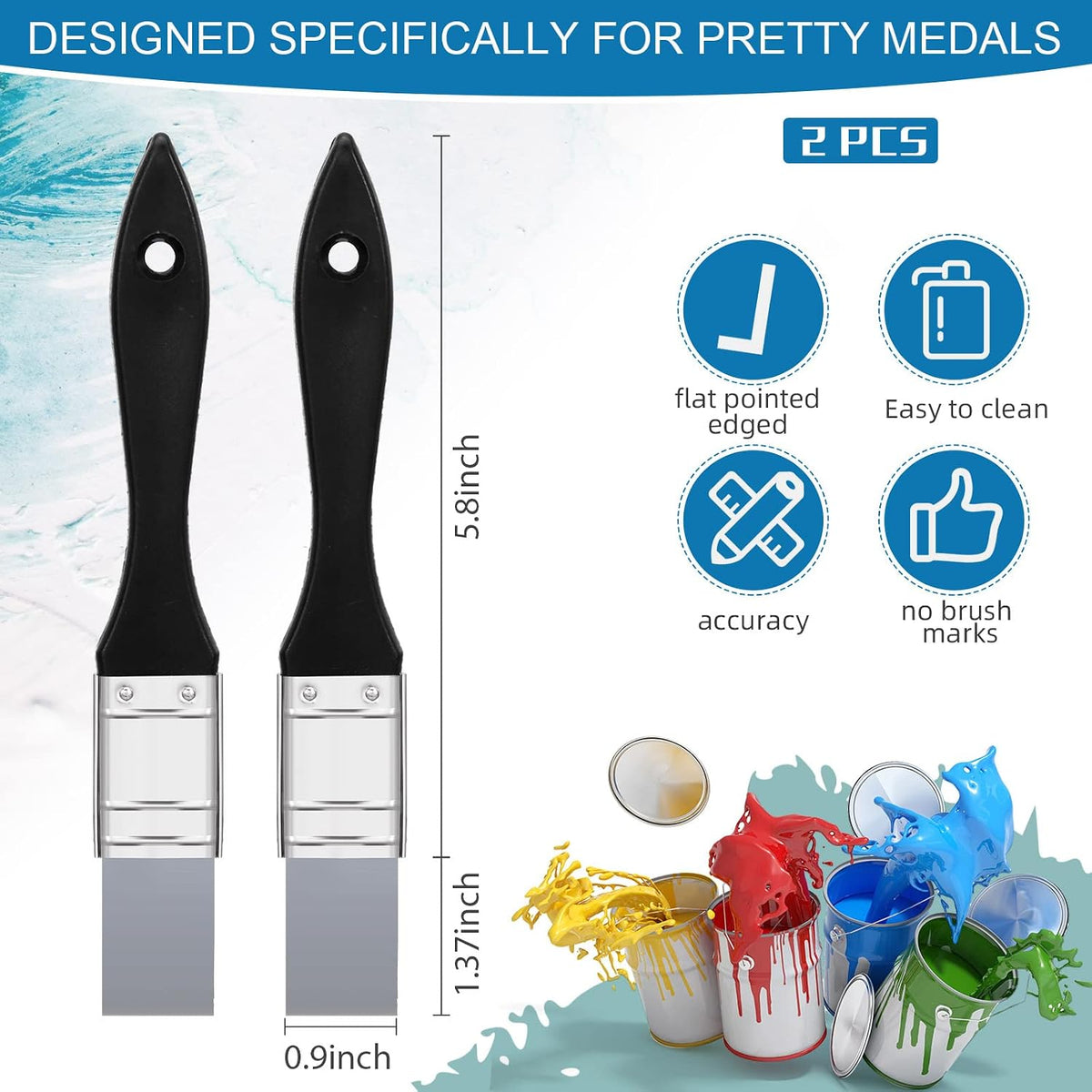 2 Pcs 1 Inch Silicone Painting Brush, 1 Inch Wide