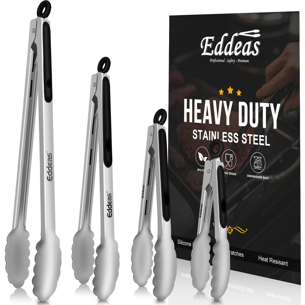Metal Tongs For Cooking Up To 600°F Kitchen Tongs 2PCS - 9", 12 inch