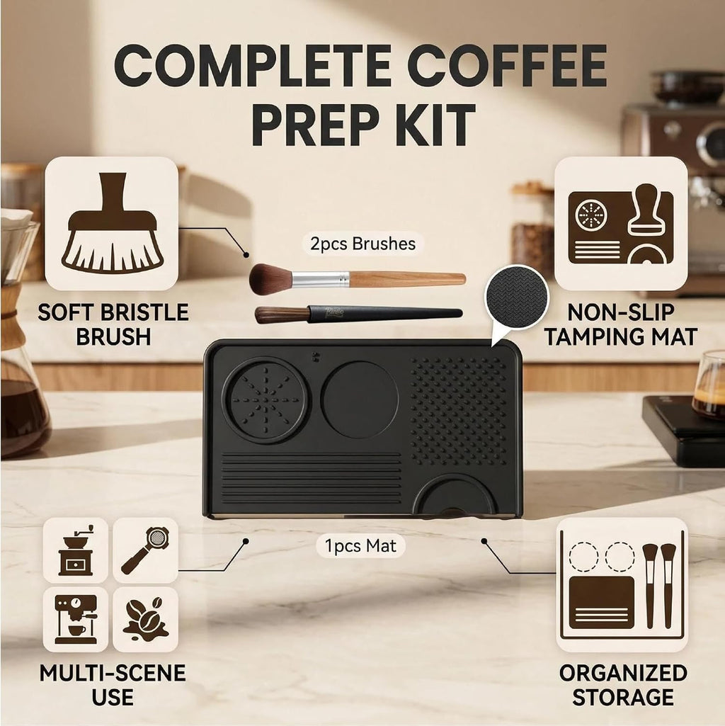 Espresso Tamping Mat And Coffee Brush,Food Grade Silicone Mat