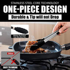 Kitchen Tongs with Silicone Tips, Stainless Steel Cooking Tongs Set of 3