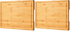 Bamboo Cutting Board for Kitchen, 18" Large Wood Charcuterie Cheese Board, Wooden Chopping Block with Side Handles and Juice Grooves