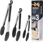 Stainless Steel Kitchen Tongs Set, 3 Pack with Silicone Tips