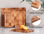 Fibogollo Set of 3 Bamboo Kitchen Cutting Boards with Juice Groove