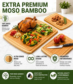 INDESTRUCTIBLE Extra Large Bamboo Cutting Board Set of 3 with Vertical Grain Strength Technology - XL Wood Cutting Boards for Kitchen and Lightweight Chopping Board Set - Replacements for Life