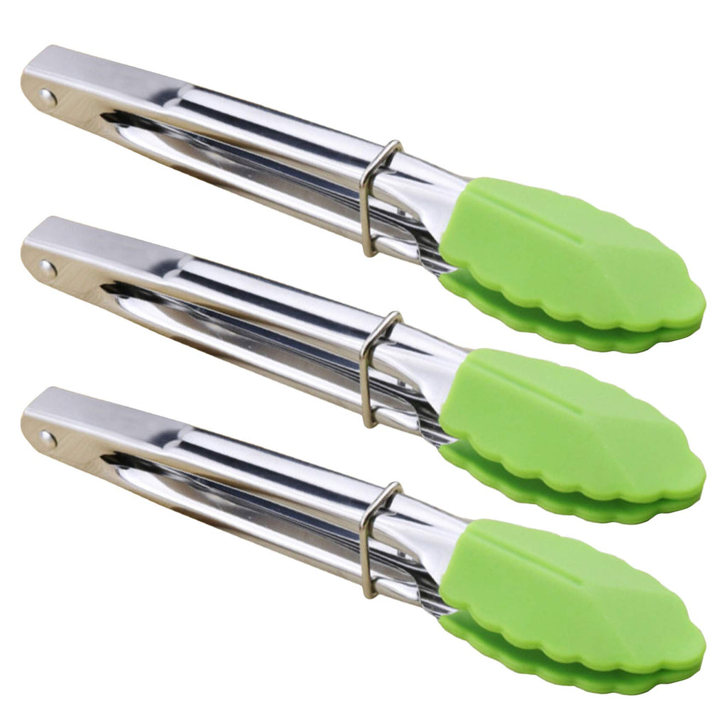 HINMAY Small Tongs with Silicone Tips 7-Inch Mini Serving Tongs, Set of 6