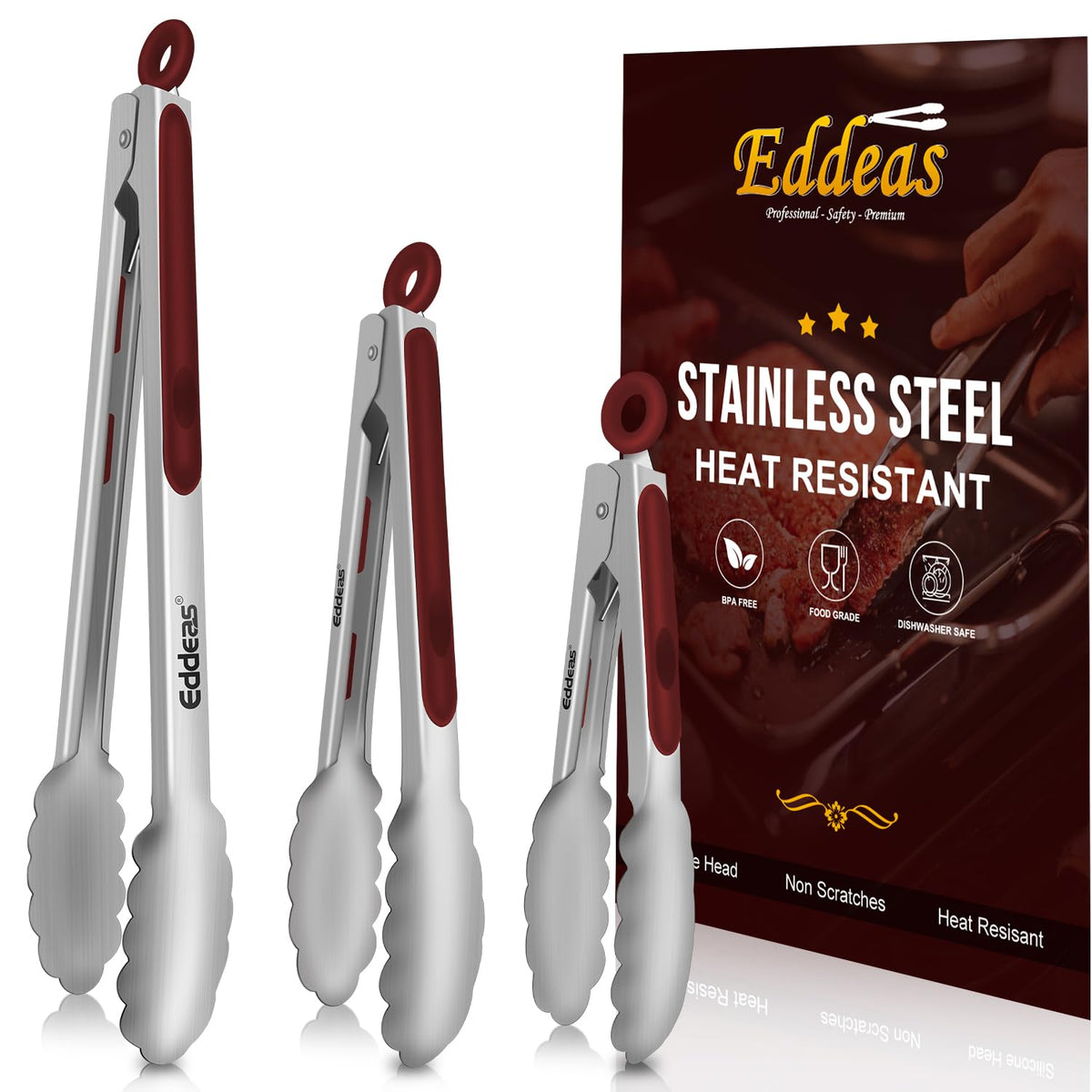 Metal Tongs For Cooking Up To 600°F Kitchen Tongs 2PCS - 9", 12 inch