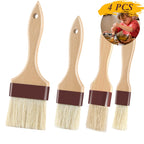 Pastry Brushes for Baking Basting Brush with Boar Bristles and Beech Hardwood Handles Culinary Oil Brush for Barbecue Butter Grill BBQ Sauce Baster Marinade Kitchen Food Cooking Brushes (1/1.5")