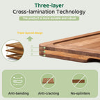 Bamboo Cutting Boards for Kitchen(Set of 3), Wood Cutting Board with Wood Storage Stand, Charcuterie & Chopping Board for Vegetables and Meat, with Deep Juice Groove, Ideal Kitchen Gifts