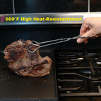 Hiash 9 Inch Heavy Duty Stainless Steel Kitchen Tongs For Cooking