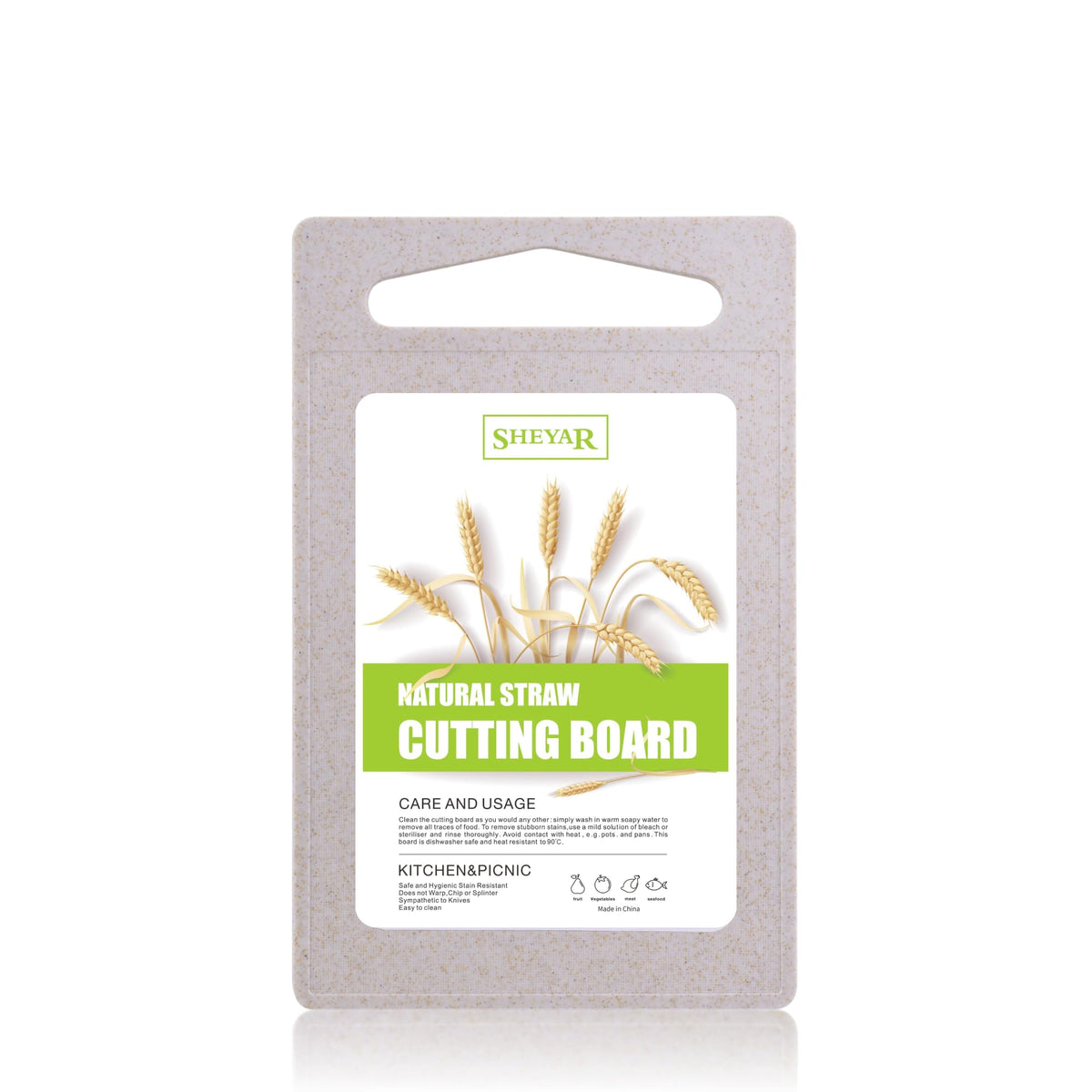 Cutting Board for Kitchen, Wheat Straw Fiber Cutting Board, Dish Washer Safe, w/Juice Grooves for Meat, Veggies, Easy Grip Handle, Non-slip Surface Eco-friendly Serveware Accessories （10‘x6.3’）