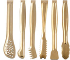 HINMAY Gold Plated Mini Serving Tongs Set 6-Inch Appetizers Tongs, Set of 6
