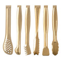 HINMAY Gold Plated Mini Serving Tongs Set 6-Inch Appetizers Tongs, Set of 6