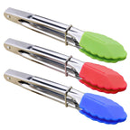 HINMAY Small Tongs with Silicone Tips 7-Inch Mini Serving Tongs, Set of 6