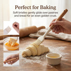 Silicone Basting Pastry Brush 2 PCS Silicone Oil Brushes with Wooden Handle Durable Heat Resistant Kitchen Brush for Cooking Baking Grilling Spreading BBQ Oil Butter Easy to Clean