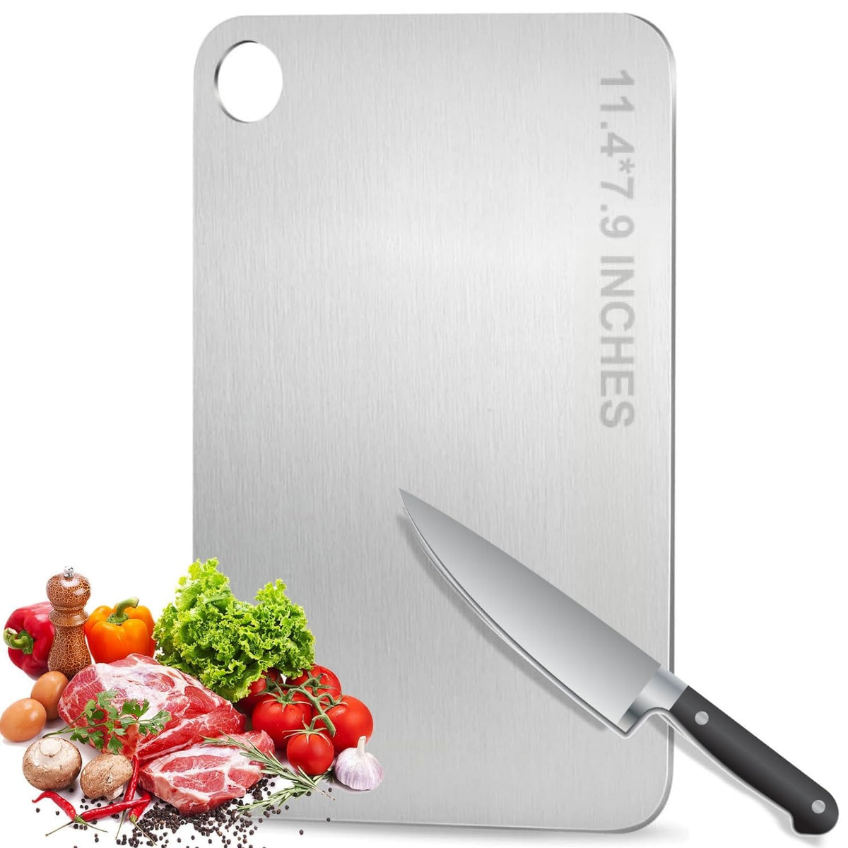Titanium Cutting Board - 100% Pure Titanium Cutting Boards, Food-Grade, Non-Slip Surface, Dishwasher Safe, for Elegant Serving Tray for Kitchen, Charcuterie, Meat, Vegetables, Easy Clean, 13.4"x9"