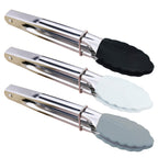 HINMAY Small Tongs with Silicone Tips 7-Inch Mini Serving Tongs, Set of 6