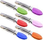 HINMAY Small Tongs with Silicone Tips 7-Inch Mini Serving Tongs, Set of 6
