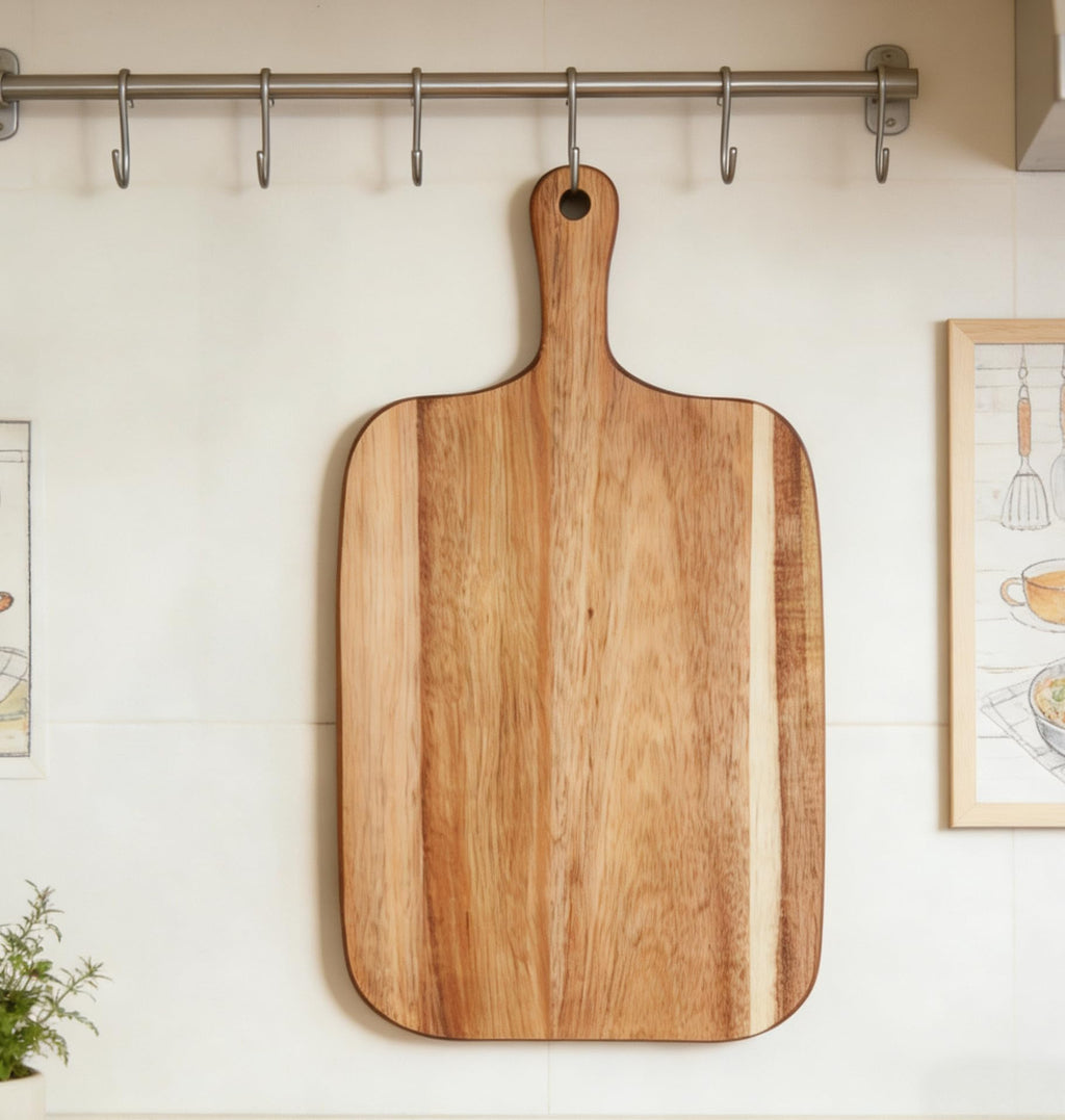 Small Acacia Wood Cutting Board with Handle, 13x7 Charcuterie Serving Tray