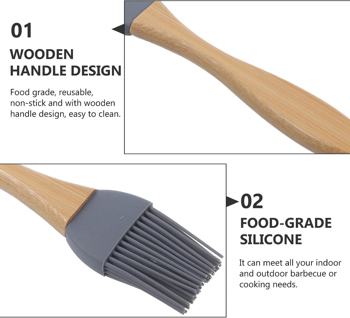 Food Grade Silicone Oil Brush with Wooden Handle Barbecue