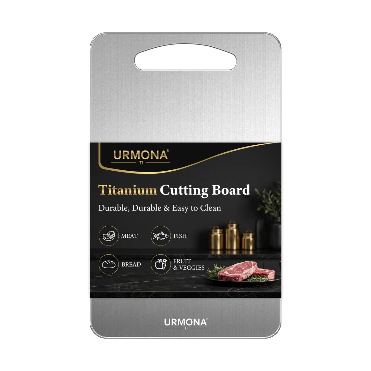 URMONA 3 PCS 304 Stainless Steel Cutting Board Set for Kitchen