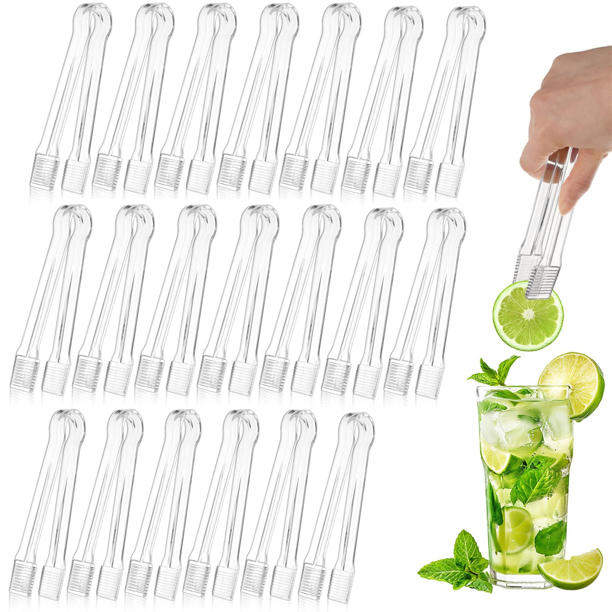 PEASUG 10 PCS Plastic Serving Tongs, Disposable Plastic Tongs