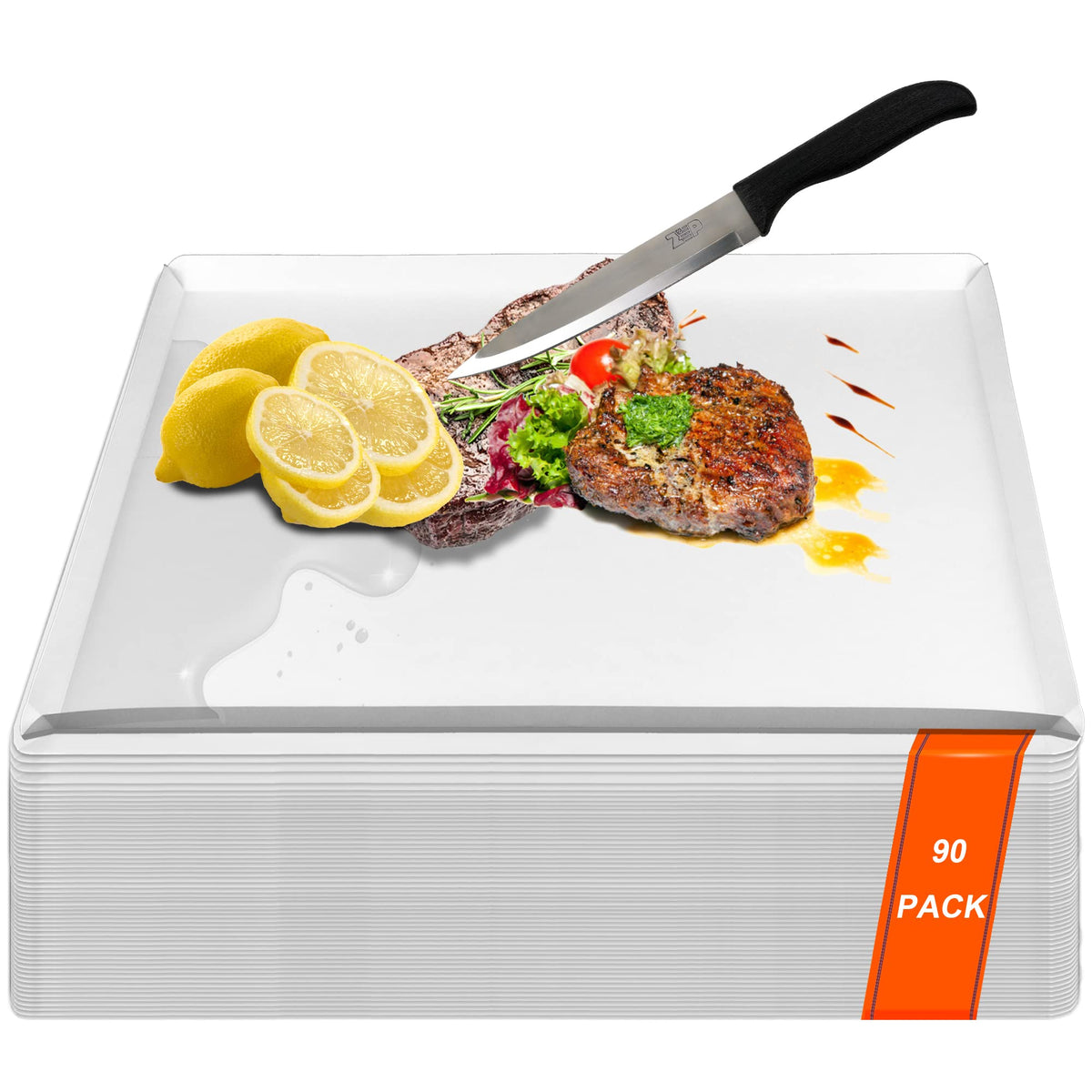 ZVP Disposable Cutting Boards 30 Count, Collapsible Cutting Board Sheet with Built-in Crease, Flexible Plastic Cutting Mat for Kitchen and Commercial Use, 17 x 12 In White