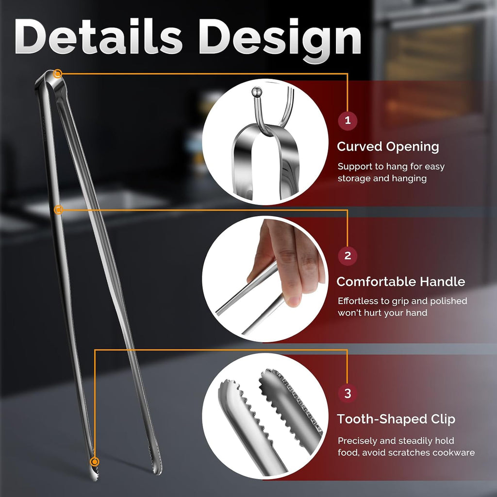 Precise Serrated Non-Slip Tips Cooking Tongs 2 Set (11.5" & 13.5")