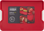 Joseph Joseph Cut&Carve Plus - Non-Slip, Multi-Function, Double-Sided Cutting Board for Food Preparation and Carving- Dishwasher Safe, Red