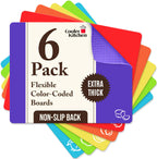 Flexible Plastic Cutting Board Mats for Kitchen, Set of 6 Thick Large 15x12