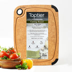 Cutting Board, Toptier Wood Fiber Cutting Board for Kitchen, Non-Slip Kitchen Wood Chopping Board, Reversible, Eco-Friendly, Natural Wood Fiber, Medium Cutting Board, 14.5 x 11-inch, Natural Slate