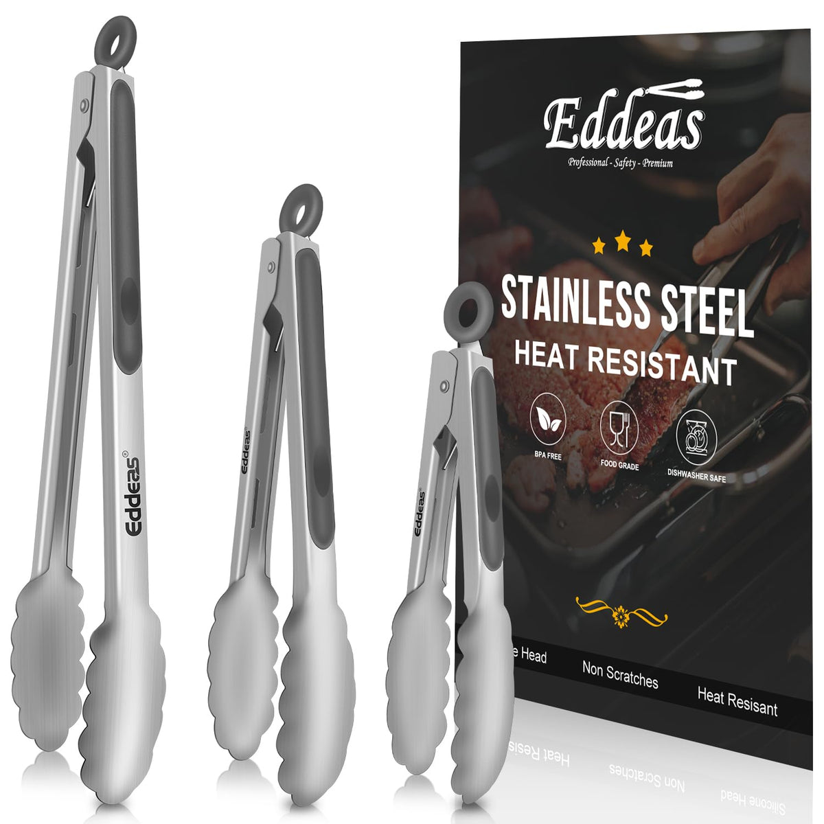 Metal Tongs For Cooking Up To 600°F Kitchen Tongs 2PCS - 9", 12 inch