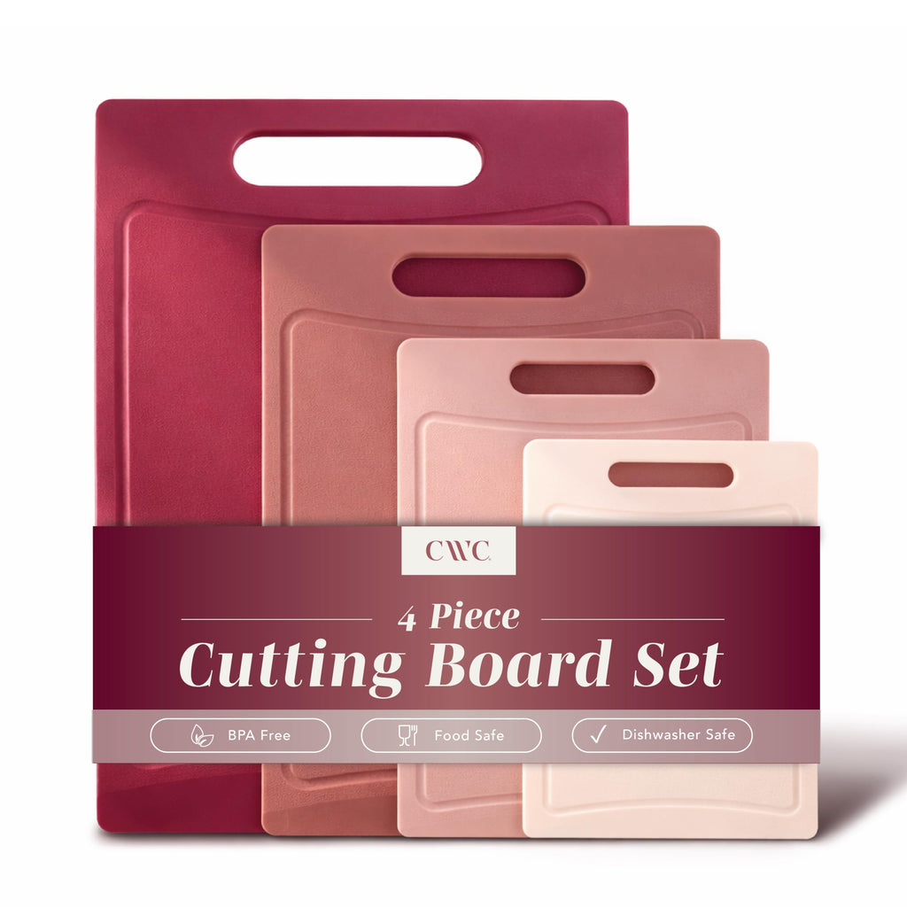 COOK WITH COLOR Non-Slip Cutting Board Set – Kitchen Essentials with Easy Grip Handle for Meat, Veggies, and Fruits, 4 Cutting Boards, Black