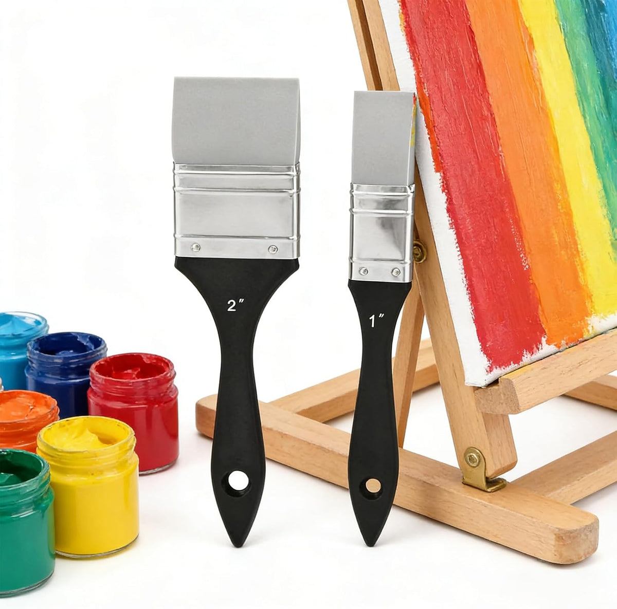 1 Inch & 2 Inch Silicone Paint Brush, Flat Color Shapers for Artist Acrylic