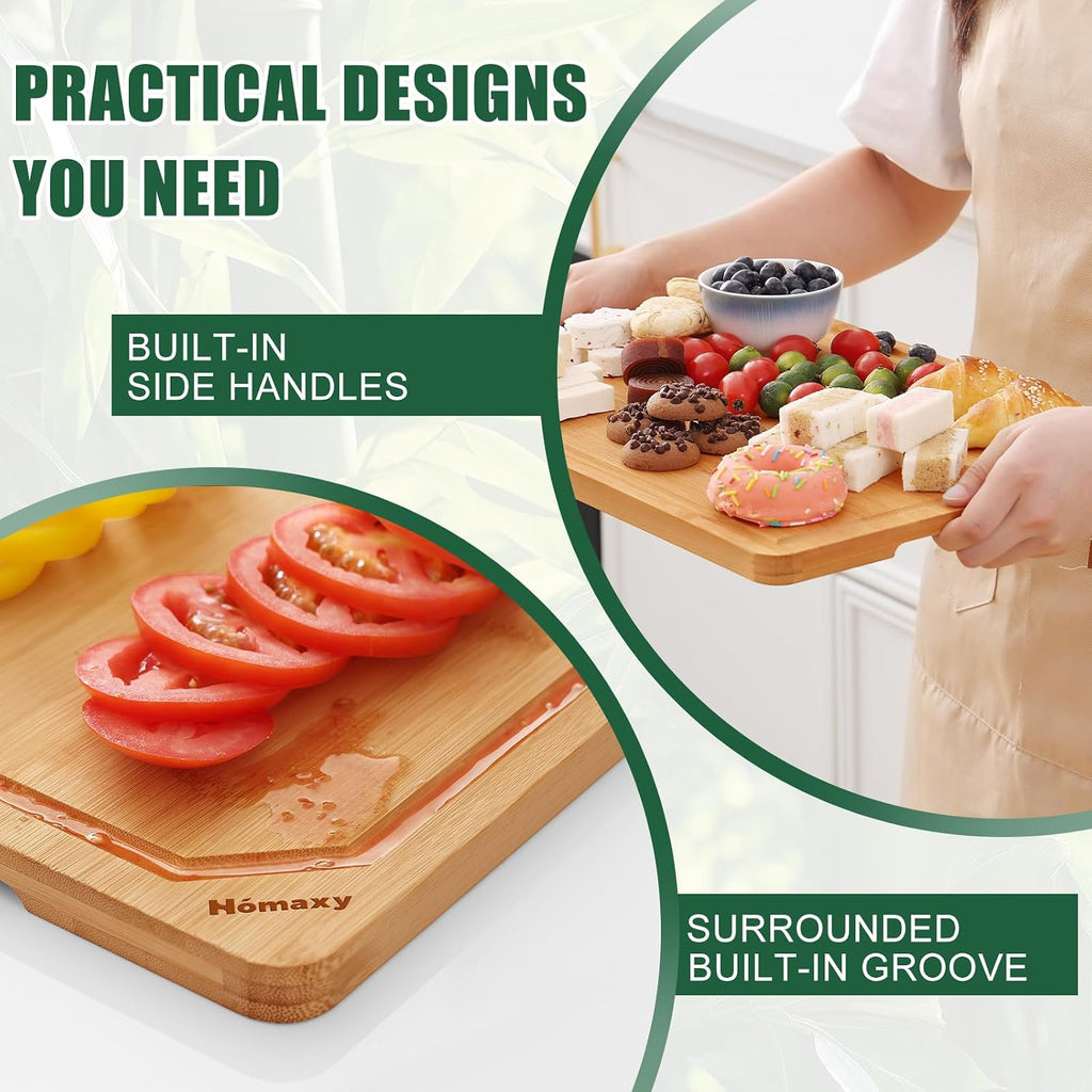 Homaxy Extra Large Organic Bamboo Cutting Boards for Kitchen, 17.5"x12"