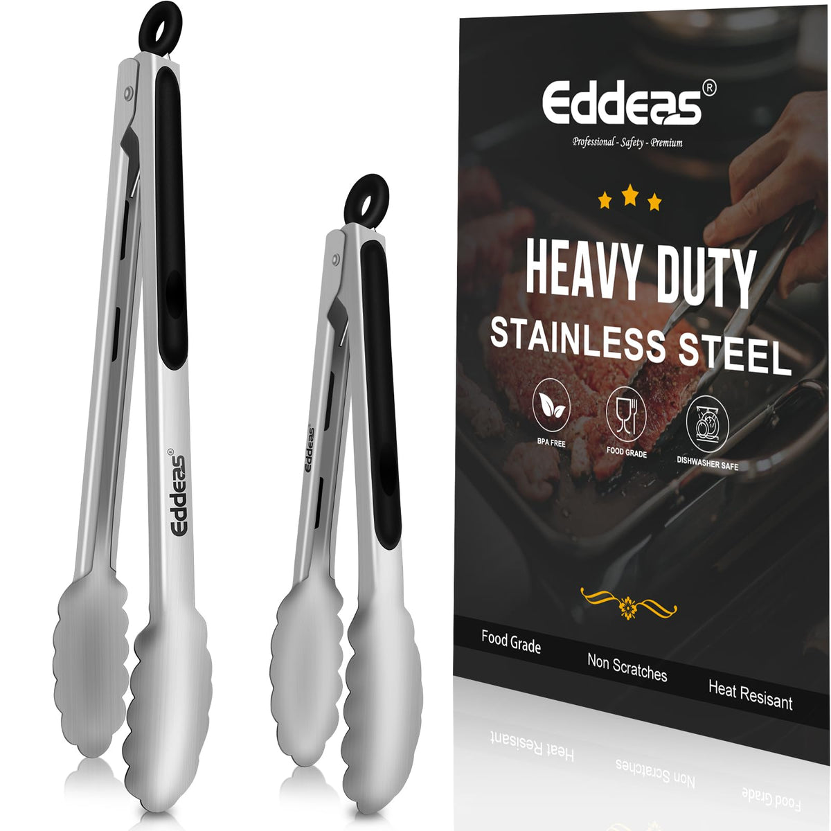 Metal Tongs For Cooking Up To 600°F Kitchen Tongs 2PCS - 9", 12 inch