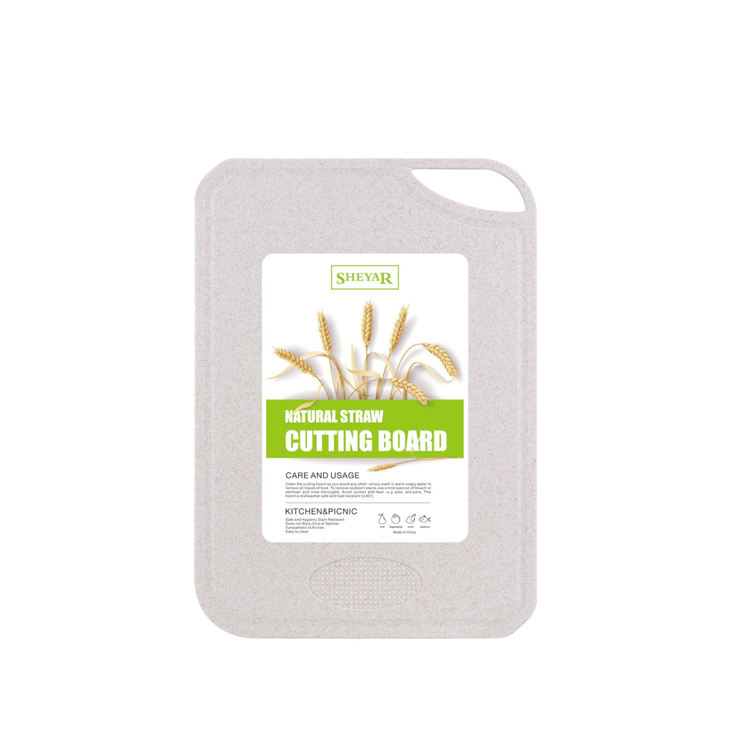 Cutting Board for Kitchen, Wheat Straw Fiber Cutting Board, Dish Washer Safe, w/Juice Grooves for Meat, Veggies, Easy Grip Handle, Non-slip Surface Eco-friendly Serveware Accessories （10‘x6.3’）