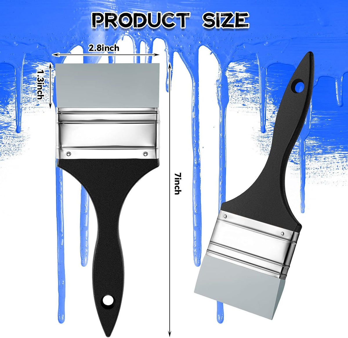 Nezyo 3 Inch Silicone Paint Brush Silicone Brush for Crafts Art Glue Resin Wide Flat Craft Solid Flexible Acrylic and Water Based Painting Tool for Paint Stains