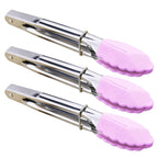 HINMAY Small Tongs with Silicone Tips 7-Inch Mini Serving Tongs, Set of 6