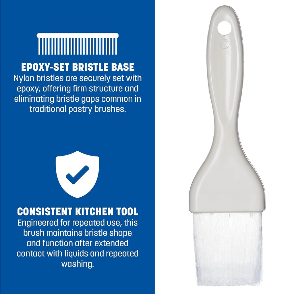 Carlisle FoodService Products 40391-02 7.50" Length, Bristle 2" Width x 2" Trim, White Color, Plastic Handle Galaxy Pastry Brush with Nylon Bristles
