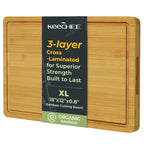 Keechee Bamboo Cutting Board, Durable Wood Cutting Boards for Kitchen with Deep Juice Grooves & Built-in Handles, Ideal Charcuterie & Chopping for Meat, Vegetables and Fruits Kitchen Gifts for Men