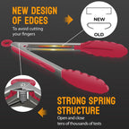 HOTEC Stainless Steel Kitchen Tongs with Silicone Tips, Set of 3-7",9" &12"