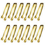JCREN 12 Pcs Serving Tongs, Small Serving Utensils for Parties Catering Gold Tongs, Small Stainless Steel Mini Appetizer Tongs for Tea Party Coffee Bar, 4 Inches - Gold