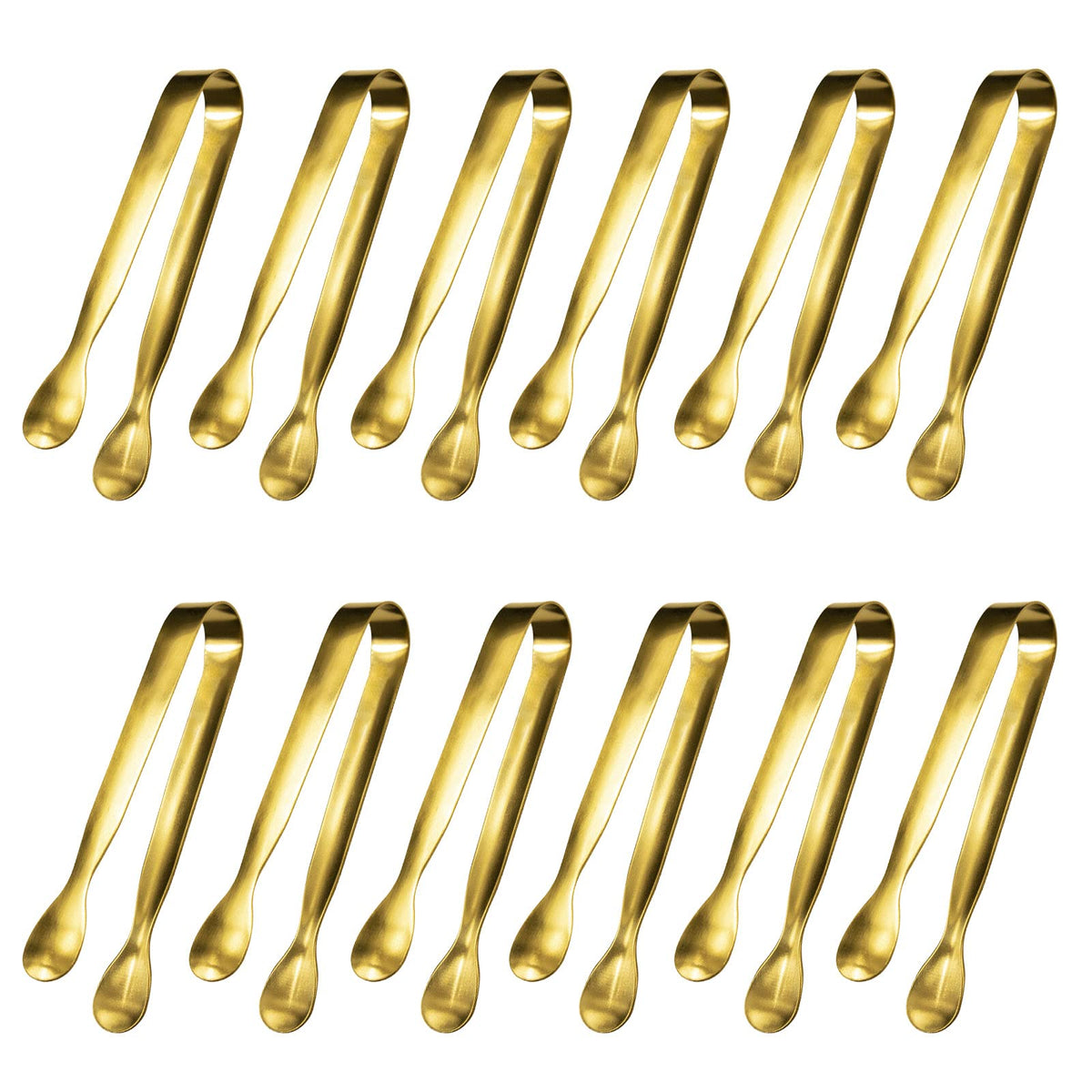 JCREN 12 Pcs Serving Tongs, Small Serving Utensils for Parties Catering Gold Tongs, Small Stainless Steel Mini Appetizer Tongs for Tea Party Coffee Bar, 4 Inches - Gold