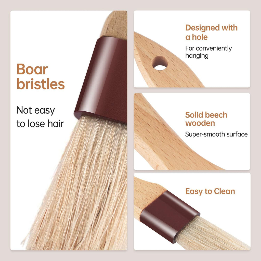 Pastry Brushes for Baking Basting Brush with Boar Bristles and Beech Hardwood Handles Culinary Oil Brush for Barbecue Butter Grill BBQ Sauce Baster Marinade Kitchen Food Cooking Brushes (1/1.5")